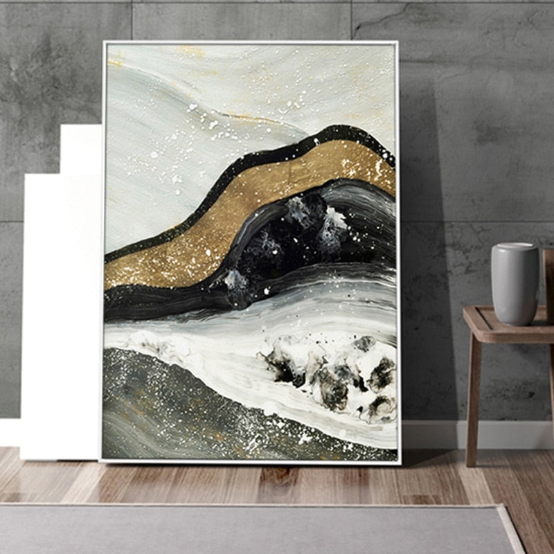 Gold Mountains Abstract Landscape Canvas Print - MAHOGANY STREET