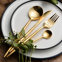 Stainless Steel Dinnerware Golden Cutlery Set - MAHOGANY STREET
