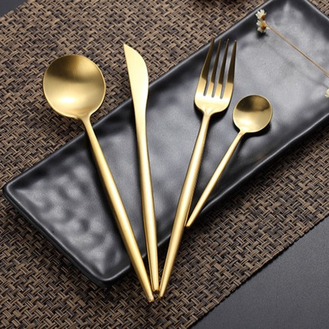 Stainless Steel Dinnerware Golden Cutlery Set - MAHOGANY STREET