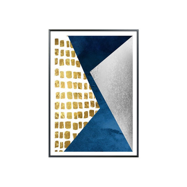Modern Abstract Canvas Artworks In Gold And Blue - MAHOGANY STREET