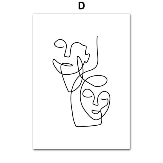 Abstract Geometric Lines Female Shapes Canvas - MAHOGANY STREET