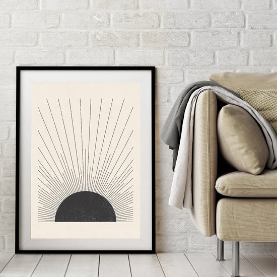 Sun Illustration Black And White Canvas Print - MAHOGANY STREET