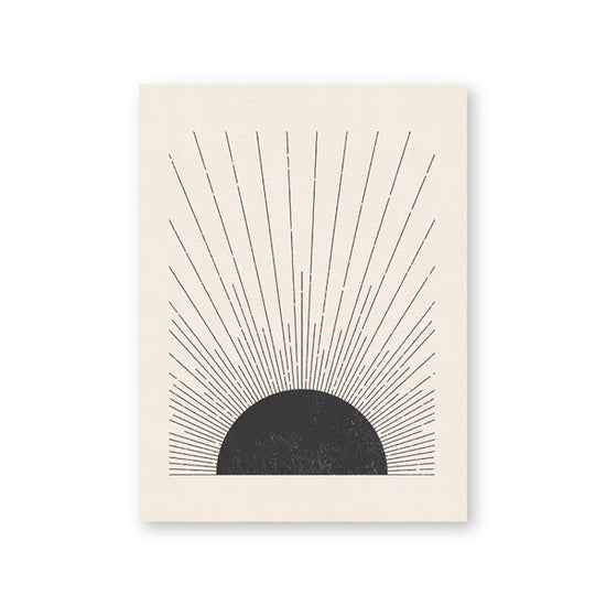 Sun Illustration Black And White Canvas Print - MAHOGANY STREET